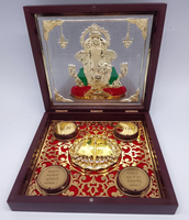 Idole artisanale en acier inoxydable du Dieu Ganesh, sculpture hindoue traditionnelle, décoration artistique, ensemble multi-pièces pour la maison, Mandir, Pooja quotidienne