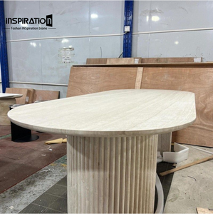 Table basse en pierre naturelle beige travertin pour salon, table centrale en travertin, <span class=keywords><strong>prix</strong></span> d'usine, table d'appoint en bloc de travertin - Product Image 1