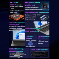 NUC Pantalla IPS de 15,6 pulgadas WIFI 6 + BT 5,3 AMD R7 6800H Oficina Full-Feature Tipo C USB 3,2 RJ45 Windows 11 DDR5 64GB Computadora portátil