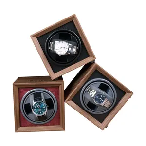 Rotating Watch Winder for Single Automatic Watch Solid Wooden Box with Quiet Motor