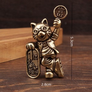 ตุ๊กตาแมวนำโชคทองเหลือง 2 ชิ้น ตกแต่งโต๊ะทำงานลายการ์ตูน พร้อมเป้าหมาย 100 ล้านหยวน ของตกแต่งบ้านและสำนักงาน - Product Image 4