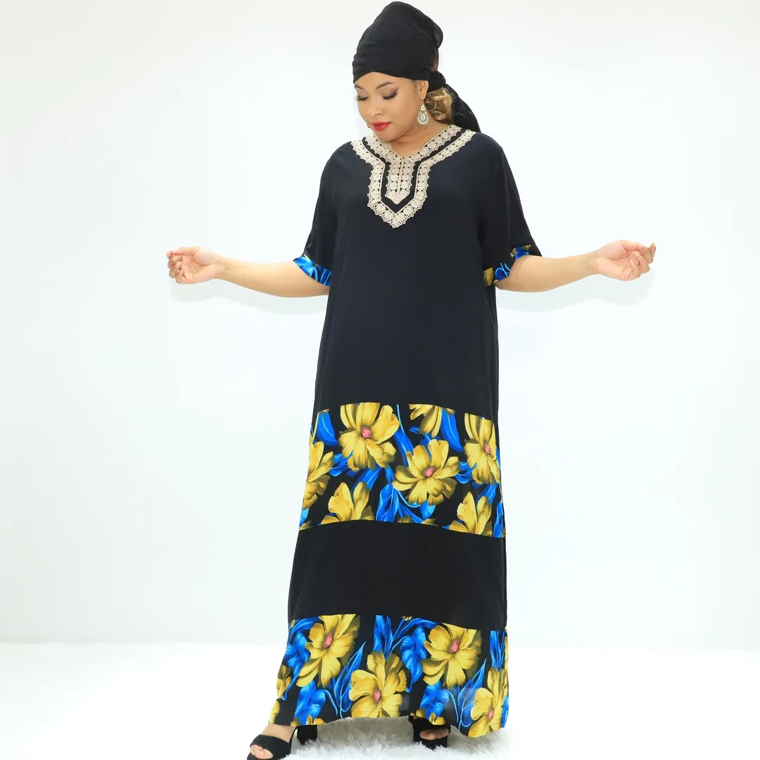 Islamic clothing boubou pour femme en broderie SGC23998F Cameroon abaya dashiki dress