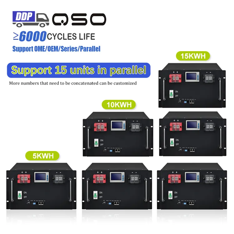 Qishou máy chủ Rack 48 V LiFePO4 Pin 100Ah 300ah 48 V Volt 48Volt 51.2V 15KW 10kwh 10KW năng lượng mặt trời 48 V 200AH pin Lithium ion