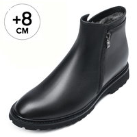 Bottes Chelsea pour hommes à logo personnalisé, rehaussantes de 8 cm, avec fermeture éclair latérale et doublure en fourrure, vente en gros d'usine