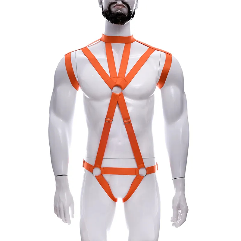 Traje de Bondage Bdsm para hombres y adultos, trajes de poliéster sexys con doble hombro y arnés de cuerpo fetiche