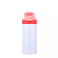 Usa Canada Warehouse Gobelet en acier inoxydable de 12oz isolé et vierge à sublimation pour enfants Bouteille d'eau pour bébé avec couvercle rabattable