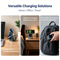 Station de charge sans fil 3-en-1 rapide 25W avec fonction de pliage automatique, utilisation d'une seule main