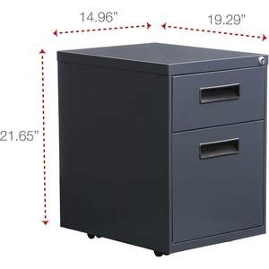 Archivador metálico con pedestal y dos cajones Alera Charcoal, 14 7/8 ancho x 19 1/8 profundo x 21 3/4 alto - Product Image 1