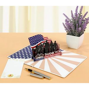 Tarjeta de Agradecimiento Patriótica Pop-Up con Laminación Brillante de 4 Colores, Diseño 3D de Soldados Militares y Bandera Americana para el Día de los Veteranos y el Día de los Caídos - Product Image 2
