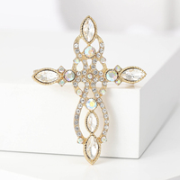 Broche Rétro Tendance en Alliage avec Strass Croisés, Bijou Géométrique pour Femme, Fleur de Poitrine, Accessoire de Vêtement pour Dîner ou Mariage