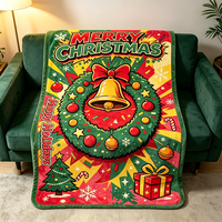 Couverture d'hiver en peluche personnalisée, couverture de Noël colorée pour canapé-lit, cadeau festif et chaleureux pour les fêtes, 270g