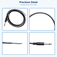 Câble audio RVV 2x0,5mm² à extrémité ouverte avec fiche mono mâle TS 6,35 mm (1/4 pouce) et fils étamés, directement de l'usine