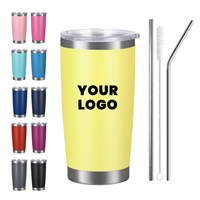Gobelet isolé en acier inoxydable de 20oz avec revêtement en poudre Tasse de voyage à double paroi avec couvercle