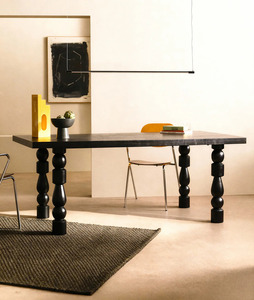 Table à manger rectangulaire en bois de manguier durable de style industriel pour 6 personnes - Product Image 1