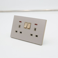 BENDI 13A 220V 2 prises avec interrupteur néon IP22 en verre trempé, commande de lumière murale haute puissance, type 86, panneau ultra-fin décoratif