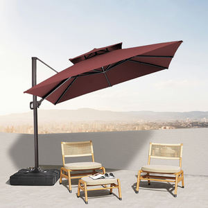 Sombrilla de <span class=keywords><strong>Patio</strong></span> de Aluminio Resistente de Doble Techo, Inclinación de 7 Niveles, Rotación de 360 Grados, Color Beige, para Uso en Exteriores, Piscina y Jardín - Product Image 4