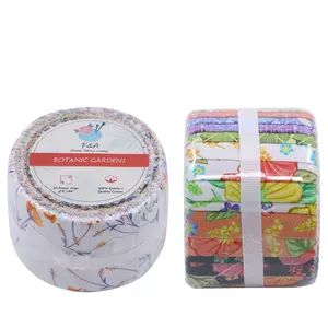 Vente chaude 2.5 "kona coton rayure tissu qualité fleur impression dessin animé tissu coton biologique tissu gelée rouleau pour quilting