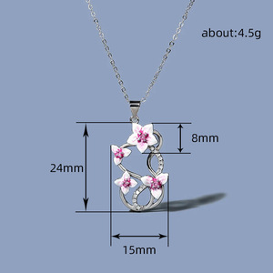 Collana con Ciondolo a Farfalla e Fiore per Donne, Gioielli di Moda con Motivo Floreale di Fiori di Prugno - Product Image 6