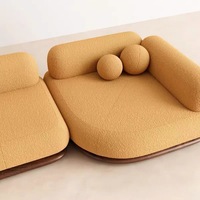 Modernes Senfgelbes Bouclé-Ecksofa Modulares Chaiselongue-Sofa mit Holz-Beistelltisch Wohnzimmer-Möbelset für Apartment, Haus, Villa, Loft