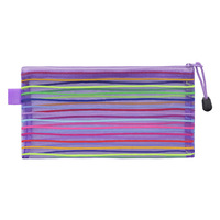 Arc-en-ciel couleur A6 crayon sac maille transparente fermeture éclair mignon stylo pochette pour enfants bureau école cosmétiques voyage-accessoire polyvalent
