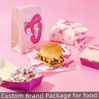 Sac en papier pliable personnalisé avec logo de marque, écologique, de qualité alimentaire, pour hamburgers, gâteaux, biscuits, pain, pâtisseries, beignets