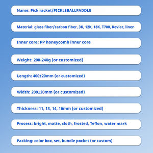 Nouveau Usapa approuvé 16mm T700 Surface en Fiber de carbone brute thermoformé Pickleball Paddle Raquette à poignée allongée - Product Image 5