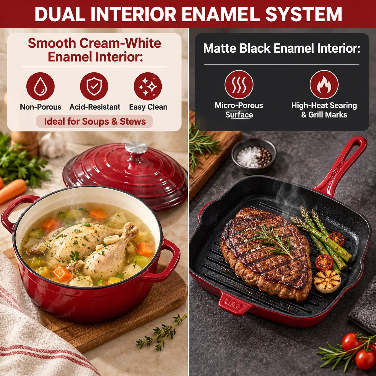 18-Piece Classic Design Cast Iron Enamel Cookware Set Dutch Oven Safe Non-Stick Cooking Pots and Pans for Home Kitchenware Use · image 3