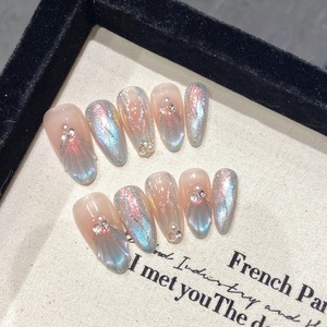 Uñas Artificiales de Lujo, Estilo Stiletto, con Pedrería Aurora, Desmontables, Adhesivas, 100% Hechas a Mano - Product Image 2