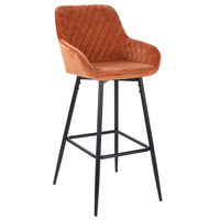 Tabouret de bar haut moderne de luxe avec pieds en métal, chaise de salle à manger en velours recyclé, emballée à plat, pour la maison, le bar et les hôtels