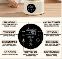 Marmite Électrique Santé en Verre 4L, 1000W, Écran Numérique HD, Contrôle Multi-Températures, Arrêt Automatique, Classe Énergétique
