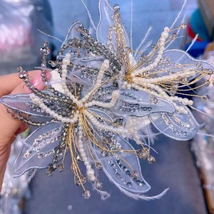 Accessoires pour cheveux <span class=keywords><strong>Betty</strong></span> en dentelle blanche pure, plumes, perles, fleurs en cristal, pince à cheveux, chaussures pour femmes, décoration artisanale et accessoires pour sacs et robes - Product Image 5