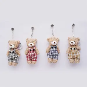 Colorful Hot Sale Cheap Mini Plush Keychains Toy 10cm Plush Bear In Dress Cute Teddy Bear Bag Accessory
