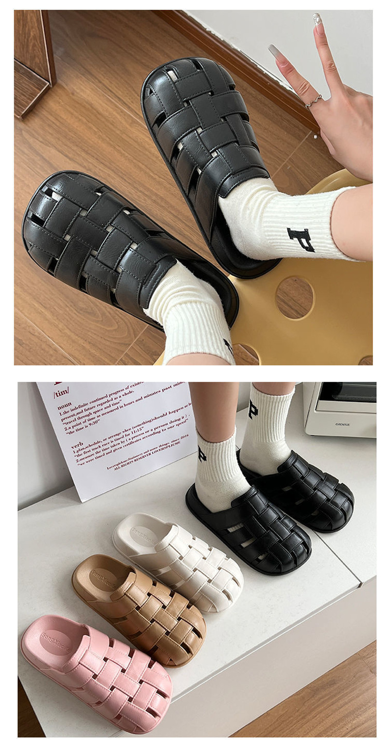Fashion Solid Color Outdoor Beach Slippers Women Slides Summer Thick Sole Shoes