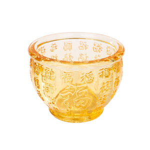 Glass <b>Treasure</b> Bowl Yellow Crystal Round Money <b>Box</b> Creative Ornament Portable Home Decor Gift Set - Product Image 4