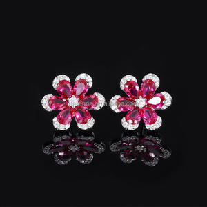 Set di Gioielli di Lusso 4 Pezzi Rosa a Forma di Pera con Grande Zircone Cubico per Donne, Costume da Festa di Dubai per Spose e Matrimoni - Product Image 4
