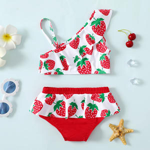 <span class=keywords><strong>Maillot</strong></span> <span class=keywords><strong>de</strong></span> <span class=keywords><strong>bain</strong></span> 2 pièces imprimé <span class=keywords><strong>fraise</strong></span> pour enfant, <span class=keywords><strong>maillot</strong></span> <span class=keywords><strong>de</strong></span> <span class=keywords><strong>bain</strong></span> 2 pièces pour bébé, rouge, pompon, plage, été - Product Image 2