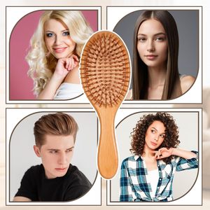 Brosse à cheveux massante pour femme, en poils naturels, pour le massage du cuir chevelu – Nouvelle collection tendance - Product Image 4