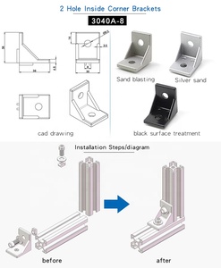 1008 30*40 3040A Support d'angle intérieur métallique à 2 trous M8, support d'angle en fer à 90 degrés pour montage mural, pour profilé en aluminium - Product Image 6