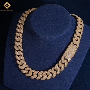 Top Quality 18K Gold Plated Full <b>Iced</b> <b>Out</b> Round Cut Moissanite Miami Cuban Link <b>Chain</b> Hip Hop Necklace Everyday Wear Jewelry - Product Image 5