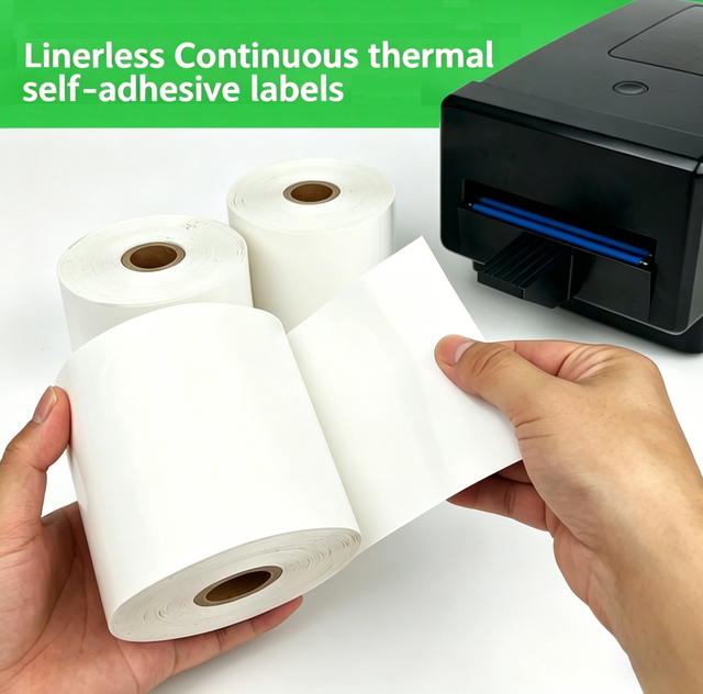 Linerless Label Direct Thermal 100mm 80mm 58mm Removable Thermal Label Linerless Waterproof Adhesive Sticker Roll