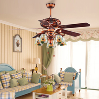 Ventilateur de plafond en verre à motif de fleurs, édition décorative, magnifique, Design montable, avec chaîne et éclairage led