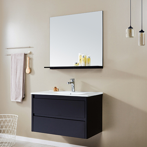 2025 31 pollici Fartory <span class=keywords><strong>Outlet</strong></span> in nero lucido mobili da bagno di lusso con mensola a specchio per bagno Nihe Hotel bagno vanità - Product Image 1