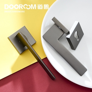 Dooroom Brass <strong>Door</strong> Lever Set Mute Modern Light Luxury Grey <strong>White</strong> Double Wood <strong>Door</strong> Bedroom Bathroom Lock Split Dummy Handle <strong>Knob</strong> - Product Image 2