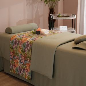 Ensemble de drap de <span class=keywords><strong>table</strong></span> de massage en microfibre vert à la mode couvre-lit facial de salon spa - Product Image 5
