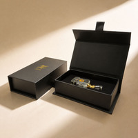 Boîte en carton double couche de style livre haut de gamme avec couvercle rabattable, impression de logo personnalisable en bronze pour l'emballage de bijoux