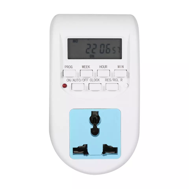 7 Days Weekly Programmable Mini LCD Display Digital Timer Switch Multi-Functional Automatic Plug Sockets for Home Use