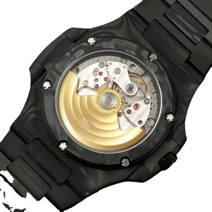 Montre de luxe pour homme haut de gamme, motif Damas, en fibre de carbone, boîtier octogonal de 40 mm, cadran noir mat, date automatique, étanche - Product Image 6