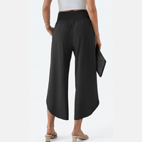 Pantalones Capri de Cintura Alta Cruzada para Mujer, Talla Grande, Pierna Ancha, Casuales, para Verano, Playa, Vacaciones, con Bolsillos, Personalizados OEM ODM