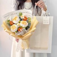 Bouquet de fleurs tricotées à la main en gros – Cadeau de fin d'année au crochet pour enseignants, filles, meilleures amies, Saint-Valentin