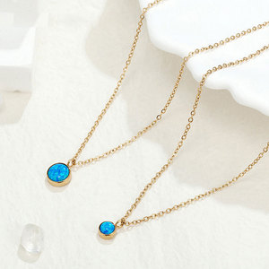 Trendy New Custom Stainless Steel 14k 18k PVD Gold Plated Fashion Pendant <b>Opal</b> <b>Necklace</b> for Women - Product Image 1